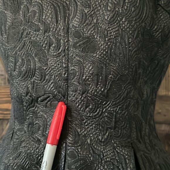 Ina embellished jacquard mini black  dress with side pockets back gold zipper Sm - Picture 4 of 14